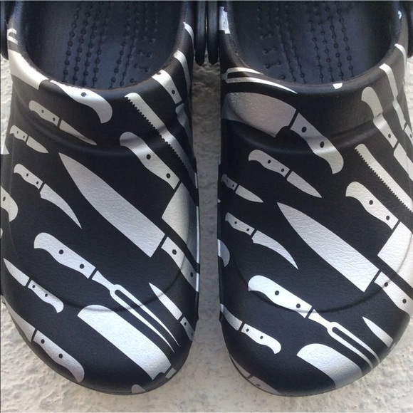 LAST ONE! Crocs Work Clogs SZ 11 Chef Black Silver - Picture 3 of 8